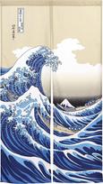 Noren Kobo Hokusai Didžioji banga Japonijos Noren Durų užuolaida N Shiranami 99828 85×150cm mėlyna