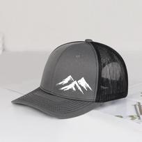 Print Trucker Cap Summer Mesh Sun Hat For Men And Women Snapback Everyday Travel Holiday Gift Mlfo Three Mountain gray
