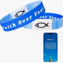 Waterproof Bible Nfc Bracelet Adjustable Smart Sensor Bible Verse Elastic Wristband Gifts blue