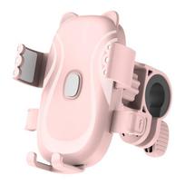 Cute Cartoon Motorcycle & Bike Phone Mount – 1s Auto Lock, 360° Rotatable, Tool-Free 10s Handlebar Install,4.7-7  Smartphones rožinė