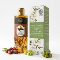 Buddha Natural Grey Hair Oil (150 ml) – Helps Control Premature Greying, Supports Natural Black Hair, Strengthens & Nourishes Roots | Suitable fo beige