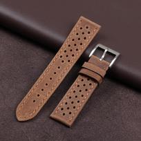 18mm 20mm 22mm Handmade Leather Strap Vintage Cowhide Band Men Women Universal Watchband Breathable Sport Bracelet Accessories 22mm black