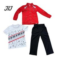 Teminis vakarėlio kostiumas 1 rinkinys Retro pop dainininkas berniukams, 80-ųjų 90-ųjų žvaigždės apranga, Muzikinė tema, Helovino kostiumas, Raudonas švarkas, marškiniai ir kelnės, Sceninė apranga 120 red