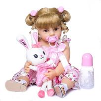 NPK 55 cm Bebe Doll Reborn Toddler Girl Doll Viso kūno Silikoninis Minkštas Real Touch Lankstus Brown Eyes brown