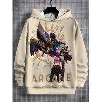 Arcane Jinx Anime 3D Print All Seasons Children Casual Sweatshirt Cool Pullover Tops Unisex Clothes Boy Hoodies Clothes S black