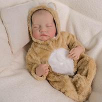 NPK Kolekcinė Reborn lėlė Gyvybinga 18 colių mieganti kūdikio vinilinės galūnės ir minkštas audinio kūnas Cloth Body beige