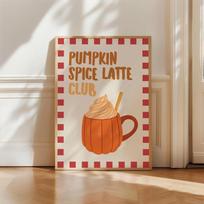 Autumn Coffee Shop Pumpkin Spice Latte Print Posters Fall Wall Art Poster Decor Thanksgiving Trendy Coffee Bar Room Decor Gift 20x30cm Unframe beige