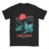 Men's T-Shirts Twin Peaks National Parks Tonal Welcome Poster Cotton Tees Short Sleeve T Shirt Round Collar Clothing Summer S juoda