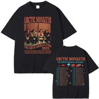Rock Arctic Monkeys Music Concert Tour T Shirt For Unisex Women Vintage Hip Hop Punk Tshirt Fashion Oversized Male Cotton Tshirts S brown
