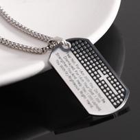 Versatile 304 Stainless Steel Cross Dog Tag Necklace, Personalized Engraving, Unisex gray