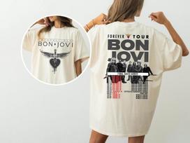 Bon Jovi Amžinai Tour Marškinėliai, Vintažiniai Roko Grupės Koncerto Marškinėliai, Didžiausių Hitų Durklas Grafinis T-shirt, 80s Muzikos Gerbėjo Dovana Vyrams Moterims 100 beige