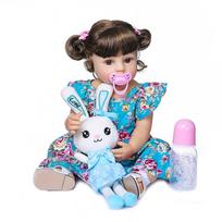NPK 55 cm Bebe Doll Reborn Toddler Girl Doll Viso kūno Silikoninis Minkštas Real Touch Lankstus 55cm black