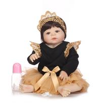 NPK 55 cm Originalus NPK Reborn Baby Toddler Girl labai minkštas viso kūno silikoninis lėlės vonios žaislas 55cm beige