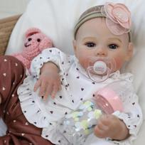 NPK 17 colių atgimusi kūdikio mergaitė Labai minkšta audinio lėlė Pliušinis žaislas Gyvas tikras minkštas prisilietimas cloth body gray