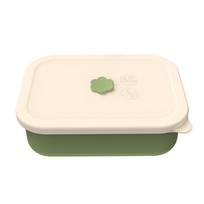 Food Grade Silicone Lunch Box Leak-Resistant 4 Compartments Food Storage Container High Temperature Resistance Square tamsiai žalia spalva