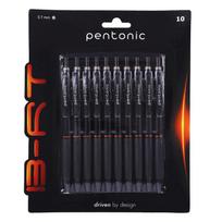 Pentonic B-RT 0.7mm Retractable Ball Pen Pack of 1 X 10pcs Black Ink for Office, Home & School Use gray