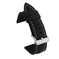 Soft Silicone Rubber Watch Strap 20mm 22mm 24mm Men Women Sport Waterproof Breathable Wrist Band Quick Release Bracelet Watch 22mm juoda balta spalva