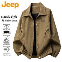 JEEP Men's Spring Suede Lapel Workwear Jacket 2XL black