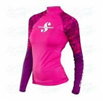Womens Long Sleeve UV Protection Rash Guard Surfing Swimming Summer Water Sports 4XL pink