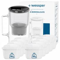 Stiklinis ąsotis su filtru Wessper D2 Borosilicate 3 l juodas + 10 filtrų