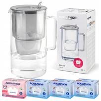 Vandens filtras ąsotis Aquaphor Glass Grey su 4 Maxfor filtrais