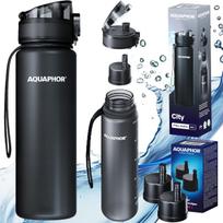 Vandens buteliukų rinkinys AQUAPHOR CITY 0,5 l juodas su 2 filtrais
