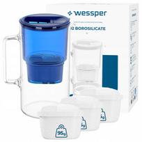 Vandens filtravimo ąsotis Wessper D2, borosilikatinis stiklas, 3 l, su 4 Aquamax filtrais