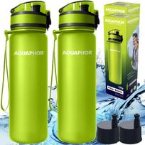 Vandens butelių rinkinys Aquaphor City 0,5 l, žalias, su 2 filtrais
