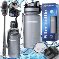 Vandens butelis su filtru AQUAPHOR CITY pilkas 0,35 l + valymo šepetėlis