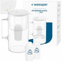 Stiklinis ąsotis Wessper D2 Borosilicate su LED, 3 l, su 3 vandens filtrais