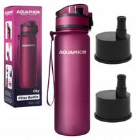 Vandens butelis su filtru Aquaphor City 0,5 l, burgundiškas, su 2 anglies filtrais