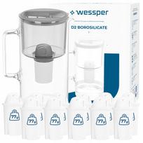 Vandens filtras ąsotis Wessper 3l D2 BOROSILICATE su 12 filtruojančių kasečių