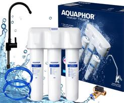 Kriauklės geriamojo vandens filtras Aquaphor Crystal H su minkštinimo funkcija, juodas snapelis