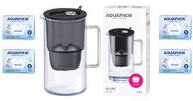 Vandens filtras ąsotis Aquaphor Glass 2,5 l + 4 Maxfor+, juodas