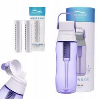 Vandens filtras buteliukas Aqualogis Aqua&Go 0,5 l violetinis su 2 papildymais