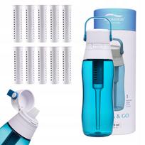Vandens filtruojantis butelis Aqualogis Aqua&Go 0,5 l mėlynas su 10 filtrų