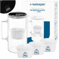 Vandens filtras ąsotis Wessper D2 BOROSILICATE FF 3l LED su 4 filtrais