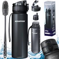 Butelių plovimo šepetys ir filtravimo butelis Aqaphfor City juodas 0,5 l