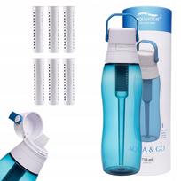 Vandens filtras buteliukas Aqualogis Aqua&Go 0,75 l mėlynas su 6 kasetėmis