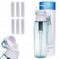 Vandens filtruojantis butelis Aqualogis Aqua&Go 0,75 l, mėlynas, su 6 kasetėmis