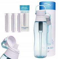 Vandens filtruojantis butelis Aqualogis Aqua&Go 0,75 l, mėlynas, su 3 keičiamais filtrais