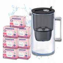 Stiklinis vandens filtravimo ąsotis Aquaphor Glass juodas su 7 Maxfor+ Mg filtrais
