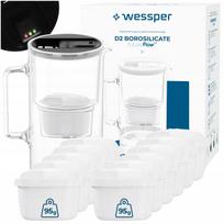 Stiklinis ąsotis Wessper D2 BOROSILICATE 3 l su 12 filtru