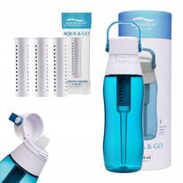 Vandens filtruojantis butelis Aqualogis Aqua&Go 0,5 l, mėlynas, su 3 keičiamais filtrais