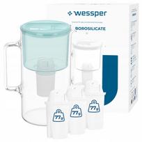 Stiklinis ąsotis Wessper 3l D2 BOROSILICATE su 4 vandens filtrais