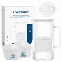 Stiklinis ąsotis Wessper D4 BOROSILICATE MINI 2 l su 5 filtrais