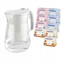 Vandens filtravimo ąsotis Aquaphor Onyx 4,2 l, balta, su 9 filtrais (3 Mg+, 3 H+, 3 universalūs)