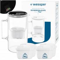 Vandens filtras ąsotis Wessper D2 BOROSILICATE 3l futureflow su 5 filtrais