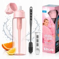 Vandens filtruojantis butelis Dafi Solid DODA 0,7 Baby Pink su dantų šepetėliu