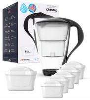 Vandens filtravimo ąsotis Dafi CRYSTAL LED juodas, su 6 Unimax kasetėmis